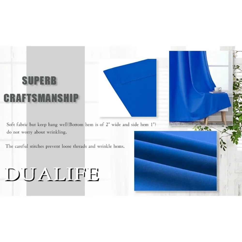 DUALIFE Royal Blue Room Darkening Curtains 55x63